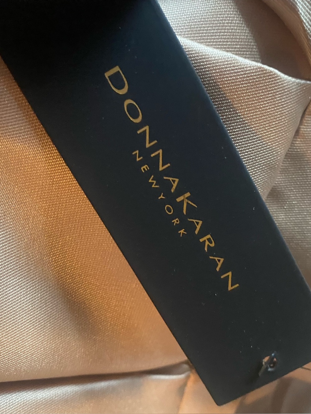 Donna Karan Strapless Satin Dress in Gold
